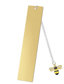 Fashion Little Bee Large Bookmark Single Side Bright Gold Stainless Steel Blank Hang Tag Diamond Bee Pendant Bookmark