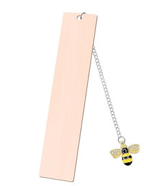 Fashion Little Bee Large Bookmark Single Sided Rose Gold Stainless Steel Blank Hang Tag Diamond Bee Pendant Bookmark