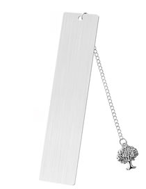 Fashion Tree Large Bookmark Double Sided Brushed Silver Stainless Steel Blank Tag Tree Pendant Bookmark