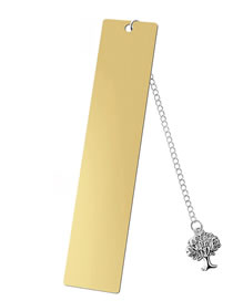 Fashion Tree Large Bookmark Single Side Bright Gold Stainless Steel Blank Tag Tree Pendant Bookmark
