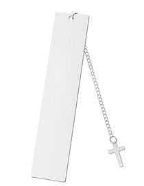 Fashion Cross Large Bookmark Bright Silver On One Side Stainless Steel Blank Tag Cross Pendant Bookmark