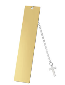 Fashion Cross Large Bookmark Bright Gold On One Side Stainless Steel Blank Tag Cross Pendant Bookmark