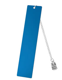Fashion Owl Large Bookmark Single Side Bright Blue Stainless Steel Blank Tag Owl Pendant Bookmark