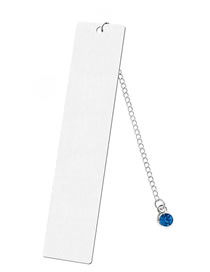 Fashion Blue Diamond Large Bookmark Single Side Bright Silver Stainless Steel Blank Tag Round Diamond Pendant Bookmark