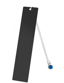 Fashion Blue Diamond Large Bookmark Single Side Bright Black Stainless Steel Blank Tag Round Diamond Pendant Bookmark