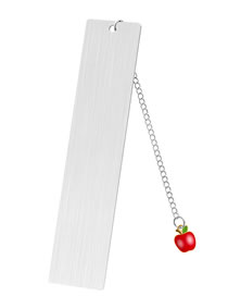 Fashion Red Apple Large Bookmark Double-sided Brushed Silver Stainless Steel Blank Tag Red Apple Pendant Bookmark