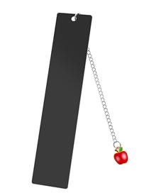 Fashion Red Apple Large Bookmark Single Side Bright Black Stainless Steel Blank Tag Red Apple Pendant Bookmark