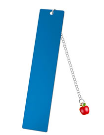 Fashion Red Apple Large Bookmark Single Side Bright Blue Stainless Steel Blank Tag Red Apple Pendant Bookmark