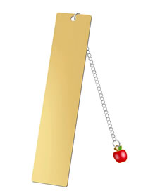 Fashion Red Apple Large Bookmark Single Side Bright Gold Stainless Steel Blank Tag Red Apple Pendant Bookmark