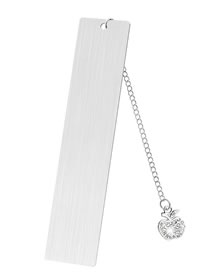 Fashion Diamond Apple Large Bookmark Double-sided Brushed Silver Stainless Steel Blank Hang Tag Diamond Apple Pendant Bookmark