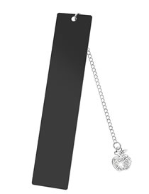 Fashion Diamond Apple Large Bookmark Single Side Bright Black Stainless Steel Blank Hang Tag Diamond Apple Pendant Bookmark