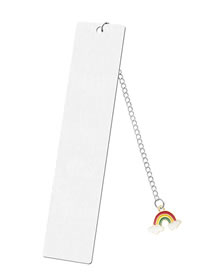 Fashion Rainbow Large Bookmark Single Side Bright Silver Stainless Steel Blank Tag Drip Oil Rainbow Pendant Bookmark