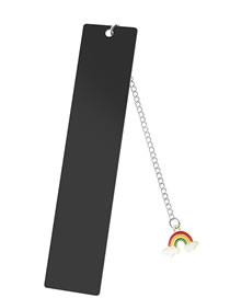 Fashion Rainbow Large Bookmark Single Side Bright Black Stainless Steel Blank Tag Drip Oil Rainbow Pendant Bookmark