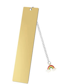 Fashion Rainbow Large Bookmark Single Side Bright Gold Stainless Steel Blank Tag Drip Oil Rainbow Pendant Bookmark