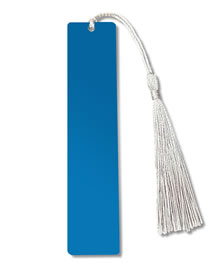 Fashion White Tassel Large Bookmark Single Sided Bright Blue Stainless Steel Blank Tag Tassel Pendant Bookmark