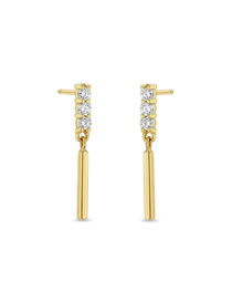 Fashion Golden Color-1 Metal Diamond Vertical Bar Earrings