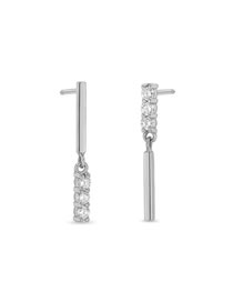 Fashion Platinum-3 Metal Diamond Vertical Bar Earrings