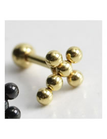 Fashion Golden Single Titanium Steel Cross Pierced Stud Earrings (single)