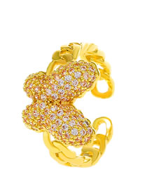 Fashion 14# Metal Diamond Butterfly Open Ring