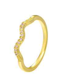 Fashion Gold/no.9 K-1006 Copper And Diamond Wavy Hoop Ring