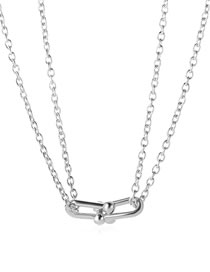 Fashion Silver Alloy U-shaped Horseshoe Buckle Necklace