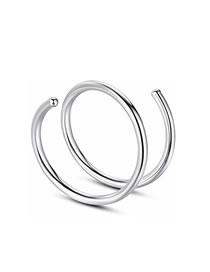 Fashion 0.8*8_white K Stainless Steel Spiral Piercing Nose Ring