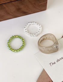 Fashion E Gray Three Piece Set Geometric Beaded Acrylic Ring Set