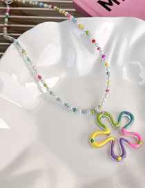 Fashion Color Multicolored Glass Beaded Flower Necklace