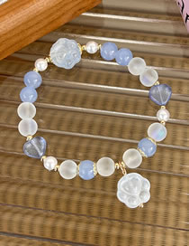 Fashion B Blue Color Geometric Glass Beaded Cat's Claw Heart Bracelet