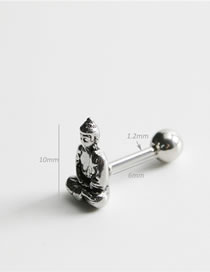 Fashion Just Color Single Titanium Steel Geometric Buddha Statue Piercing Stud Earrings (single)