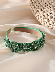 Fashion Green Rhinestone Flower Headband