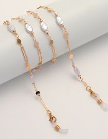 Fashion Gold Freak Pearl Oval Disc Glasses Chain
