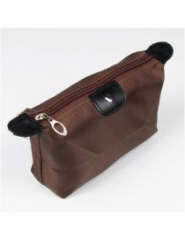 Fashion Cosmetic Bag Brown 17x7x10cm Plastic Large Capacity Storage Pen Holder