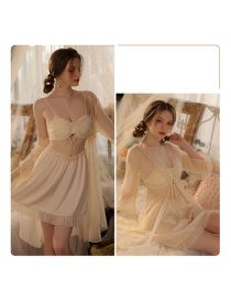 Fashion Light Yellow (gown) Polyester Lace See-through Gown