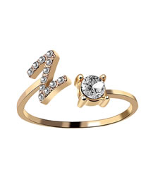 Fashion Gold #z Alloy Diamond 26 Alphabet Open Ring