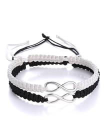 Fashion Black And White Cord Braided Figure 8 Bracelet