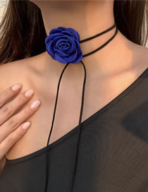 Fashion Blue Fabric Tie Flower Necklace