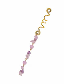 Fashion Dark Purple Long Alloy Geometric Natural Stone Braided Hair Button
