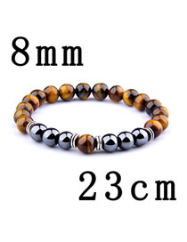 Fashion 8mm/23cm Tiger Eye Obsidian Beaded Bracelet
