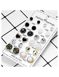 Fashion 5# Alloy Diamond Geometric Stud Earrings Set