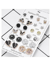 Fashion 6# Alloy Diamond Geometric Stud Earrings Set