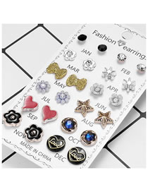 Fashion 10# Alloy Diamond Geometric Stud Earrings Set