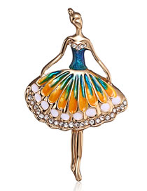 Fashion 1# Alloy Diamond Drop Oil Ballet Brooch