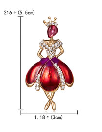 Fashion 3# Alloy Diamond Drop Oil Ballet Brooch