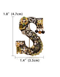 Fashion 4# Alloy Diamond And Pearl Letter Brooch