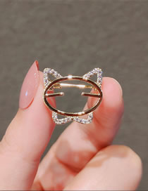 Fashion 2# Alloy Diamond Cat Brooch