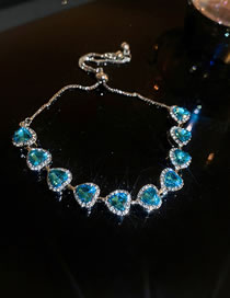 Fashion 36# Bracelet - Blue - Diamond Heart Geometric Heart Diamond Bracelet