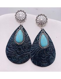 Fashion 4# Leather Embossed Drop Earrings