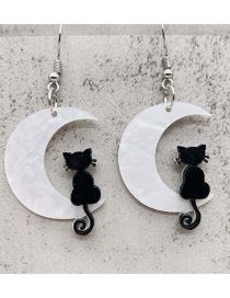 Fashion C Acrylic Moon Cat Earrings