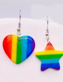 Fashion 6# Acrylic Rainbow Stripe Heart Star Earrings